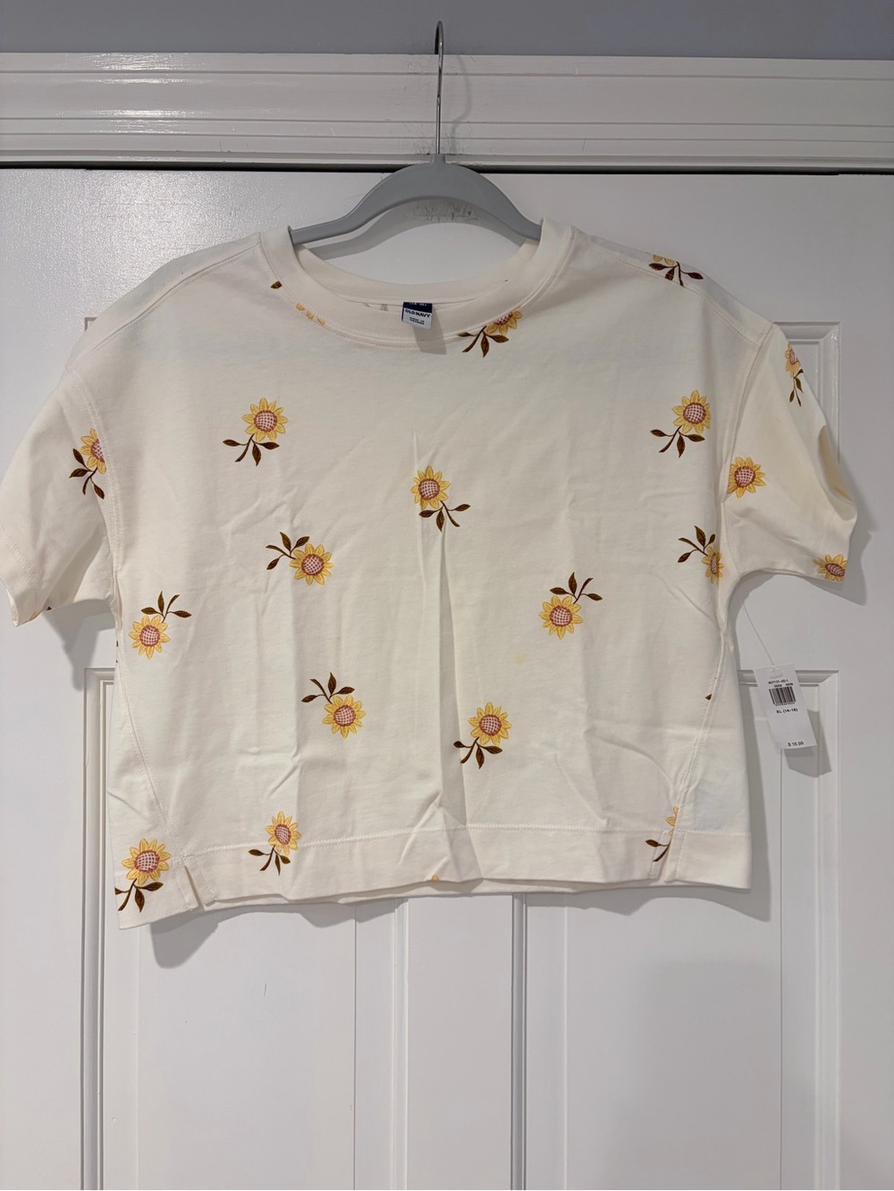 Old Navy Cream Tee with Subtle Floral Accent